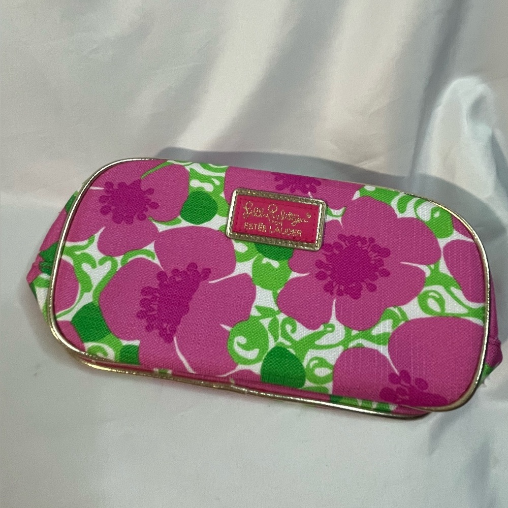 NEW LILLY Pulitzer for Estée Lauder Pink and Green Floral Pouch